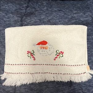 Festive Santa Claus hand Towel with Fringe